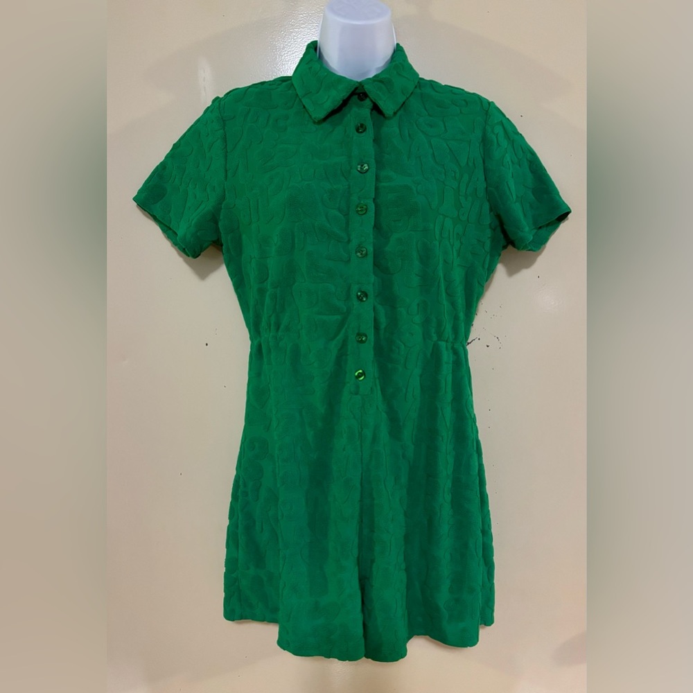 90s Letter Pattern Button Front Romper - image 2